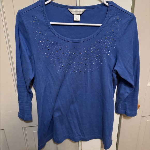 Tops - Christopher And Banks Rhinestone 3/4 Sleeve Top